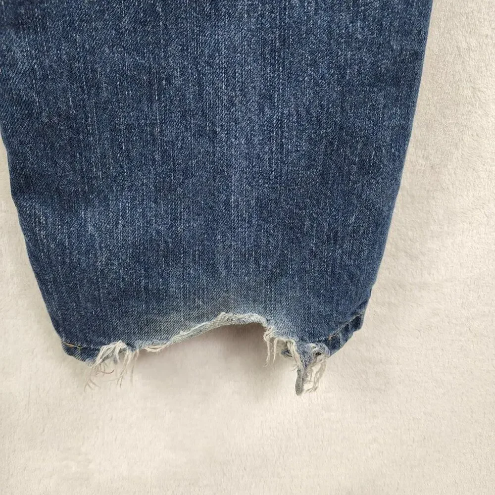 Tommy Hilfiger Straight Jeans Men 33/32 Classic Fit 5 Pocket Blue Denim Shredded